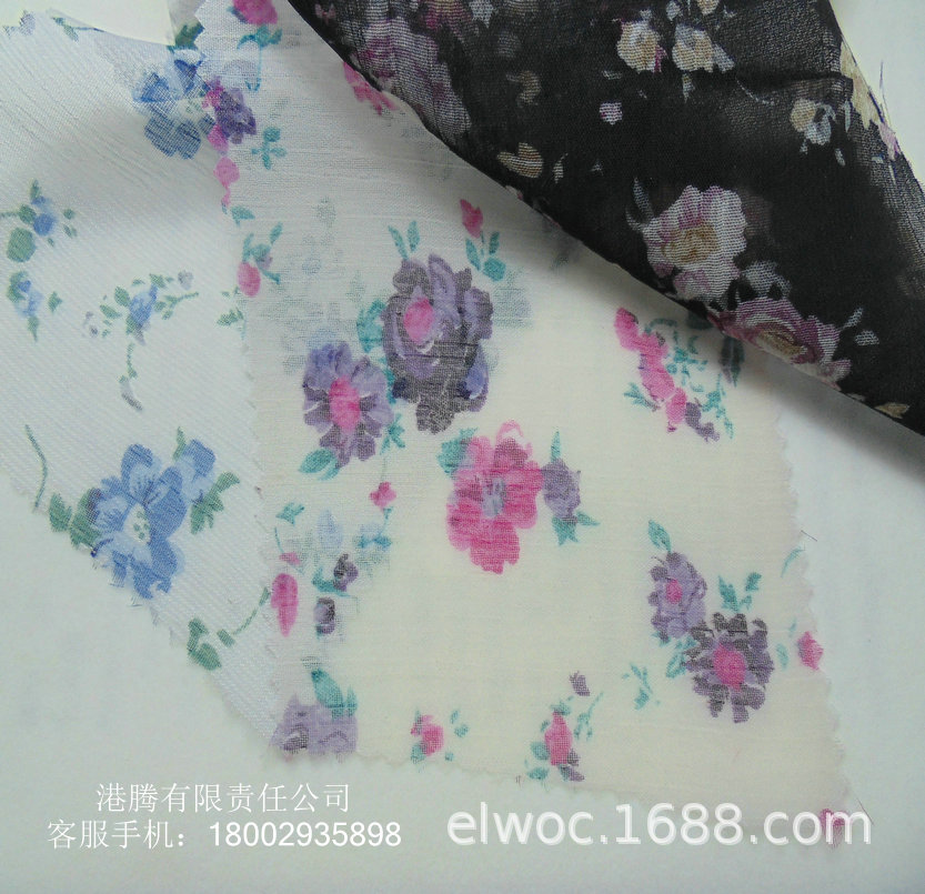 半透明 印花布料 雪纺网布拉丝 花儿透气 柔软薄 涤布花形4390