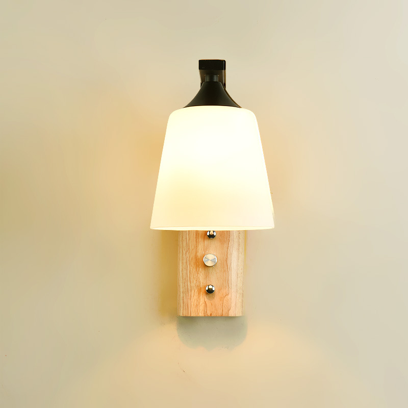 Factory direct new indoor wall lamp bedside lamp hotel bedroom wall Nordic simple log double head wholesale