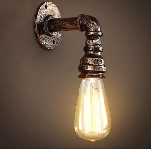 American Retro Loft Industrial Style Creative Personal Restaurant Bar, Iron Pipe Single Head Balcony Corridor Wall Lamp