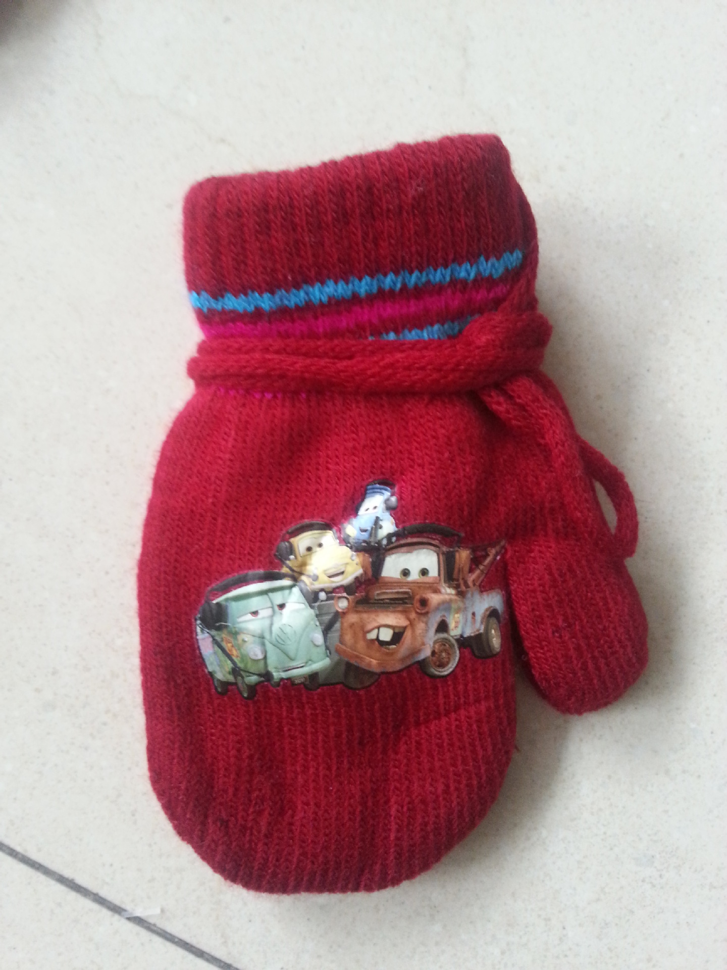 Guantes de punto de fábrica jardín de infantes acrílico bolsa de rayas conjunto de dibujos animados transferencia de calor de doble capa de invierno cálido guantes de impresión de goma