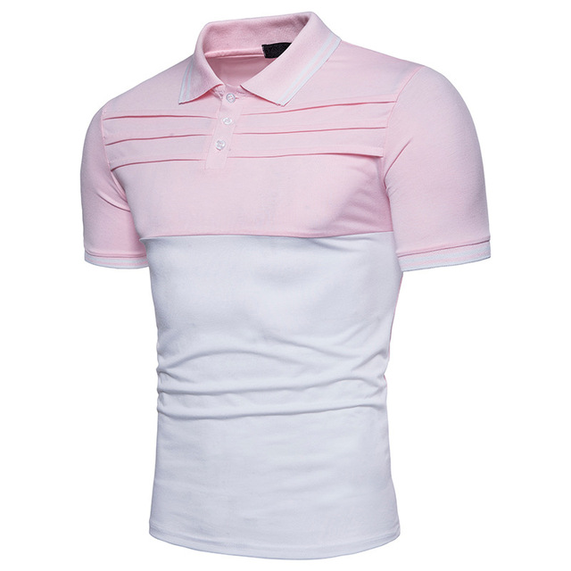 Fashionable multi-color stitching POLO shirt with rib collar 