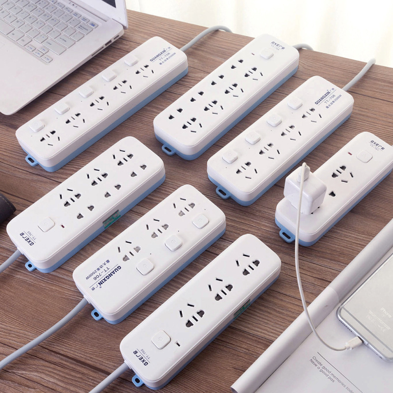 Multifunctional surge protector wholesale, new national standard switch plug sockets, office desktop power strip, high-power extension cord