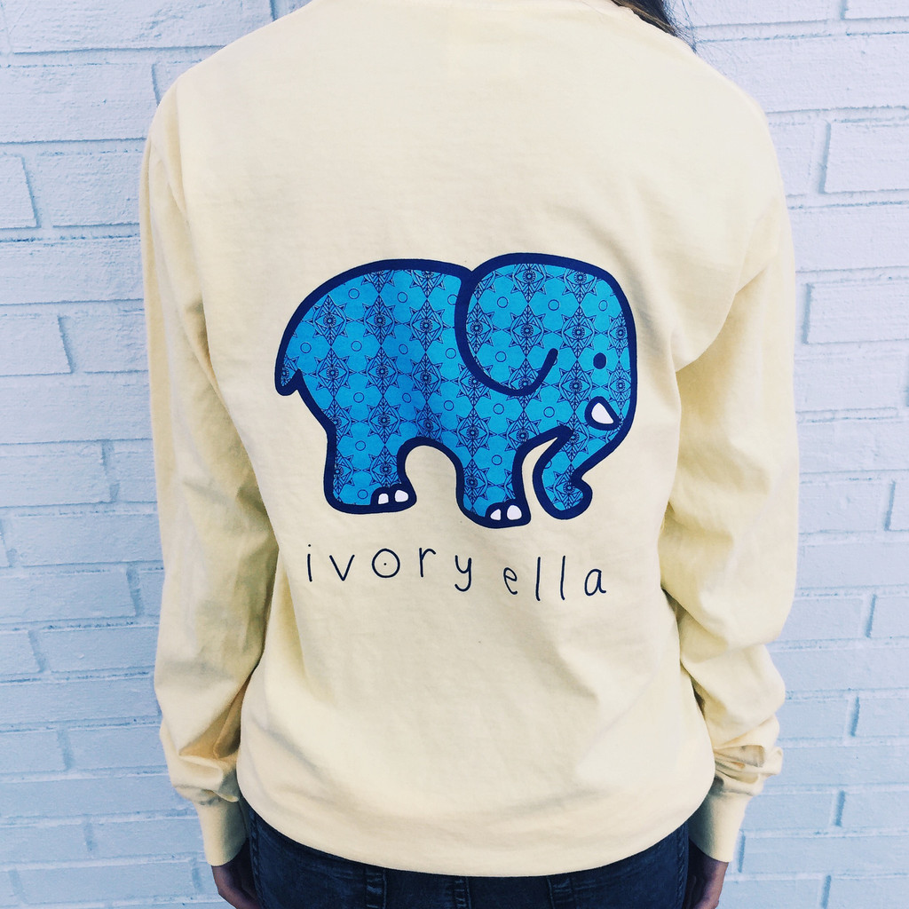 Slim Fit Round Neck Long Sleeve Womens T Shirt Cute Cartoon Elephant Print Casual Wear for Couples Wholesale Available