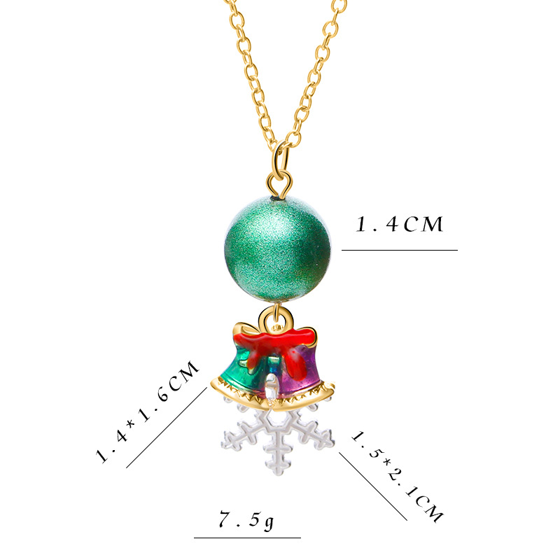 European And American New Ladies Christmas Drip Series Bell Snowman Wreath Santa Claus Necklace And Earrings Suite display picture 67