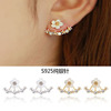 Silver needle, earrings, cute universal accessory, silver 925 sample, Japanese and Korean, European style, flowered