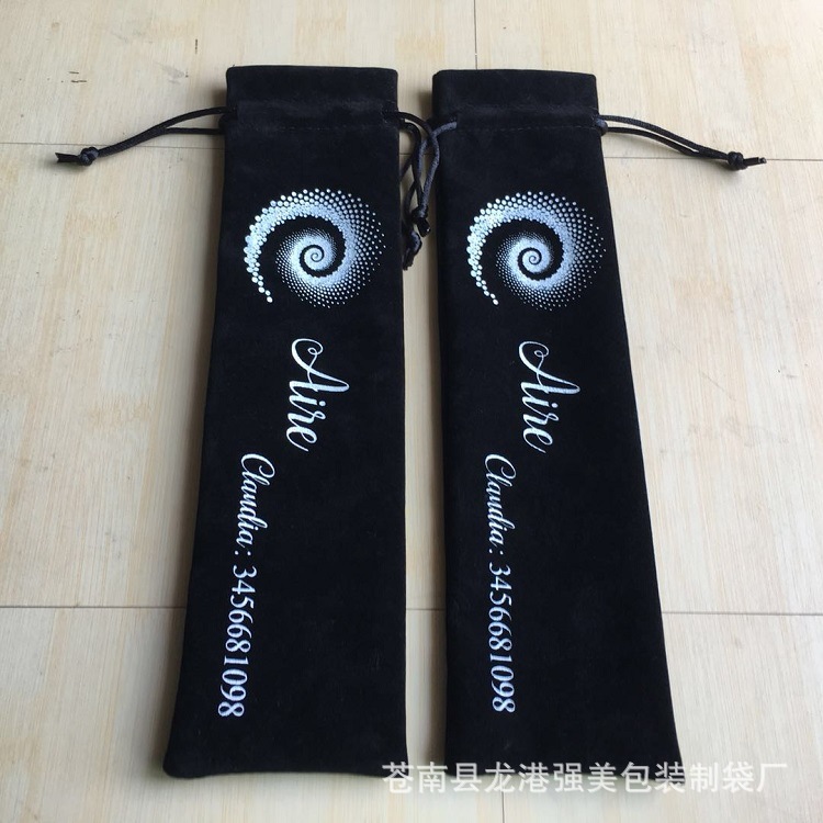 供应束口丝绒布袋 广告绒布扇子包装袋 拉绳扇子天鹅袋子