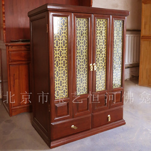 Стеклянная дверь в стиле Tang Buddha Camphor Camphor Wood Family Plain Type теперь доступен с ящиком с ящиком -на буддийской платформе