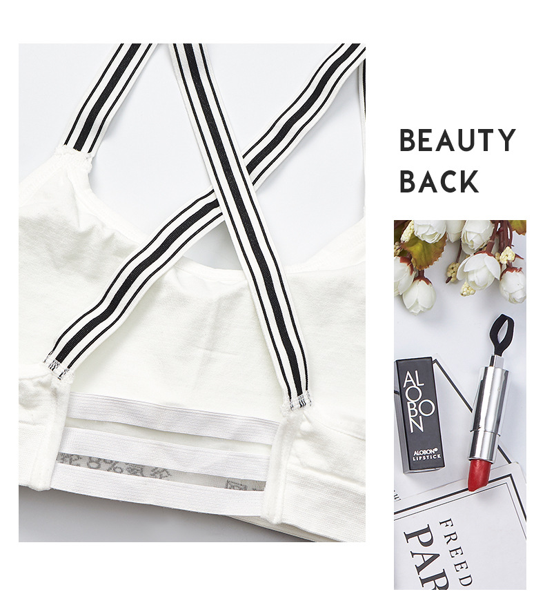 Wholesale of new beautiful back-hugging black and white striped strapless seamless halter top and one-piece cushioned women's underwear detail image 10