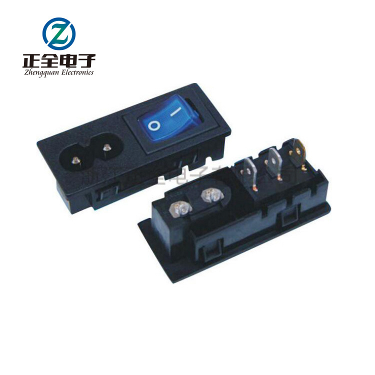 供应;小8字AC电源插座二合一带开关卡式8字尾AC长方形电源插座
