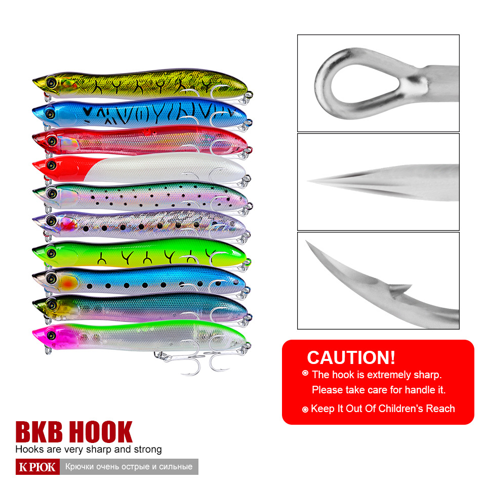 Floating Popper Fishing Lures 125mm 19g Hard Plastic Baits Fresh Water Bass Swimbait Tackle Gear