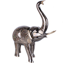 巴基斯坦铜器手工精雕彩点铜大象家居招财风水动物摆设吸水铜大象
