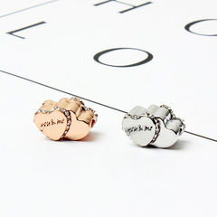 diy飾品配件 鑲鑽愛心合金手鍊串珠散珠 女士手鍊廠家直銷