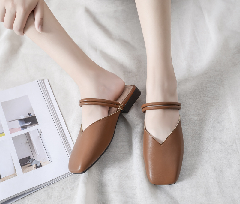 Spot Summer Flat Slippers Female Lazy Half Tip Baotou Muller Shoes Small Size Cross Border Supply Of Goods_voghion.com