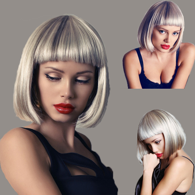 Amazon popular European and American fashion bangs short straight hair chemical fiber wig