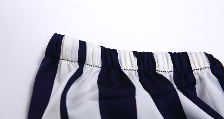 striped sexy silk pajamas three-piece set NSMR7787
