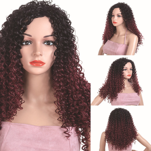 Curly Hair Wigs Wig high temperature wig African women&apos;s long fluffy little curly long wig