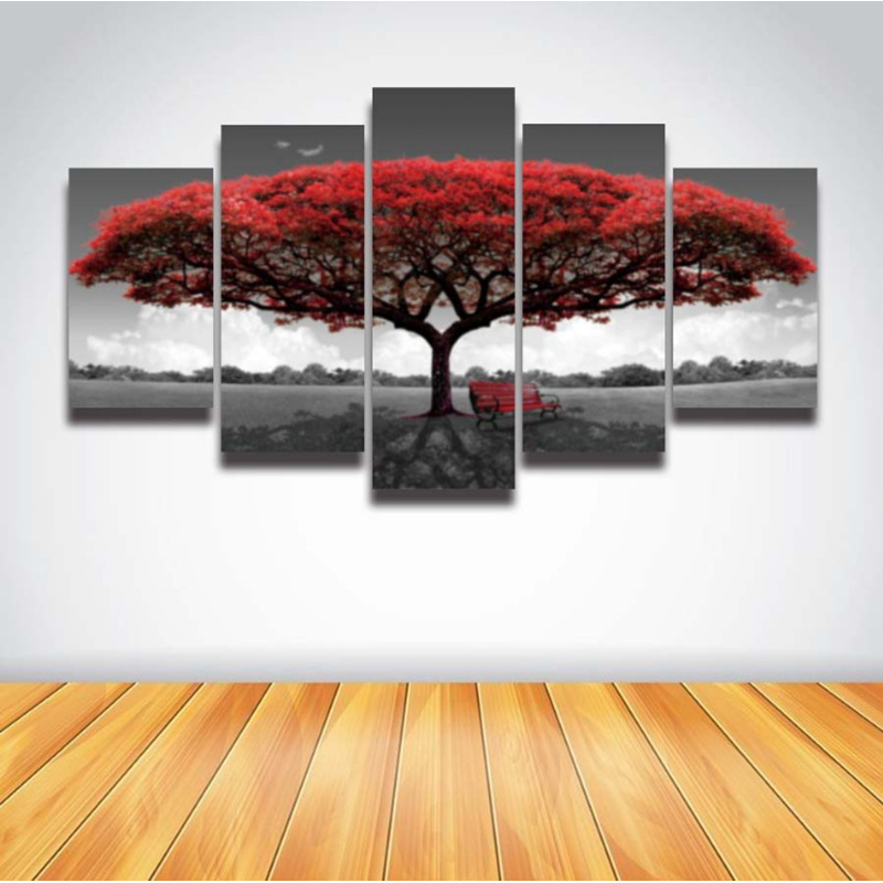 AliExpress wish red tree canvas painting...