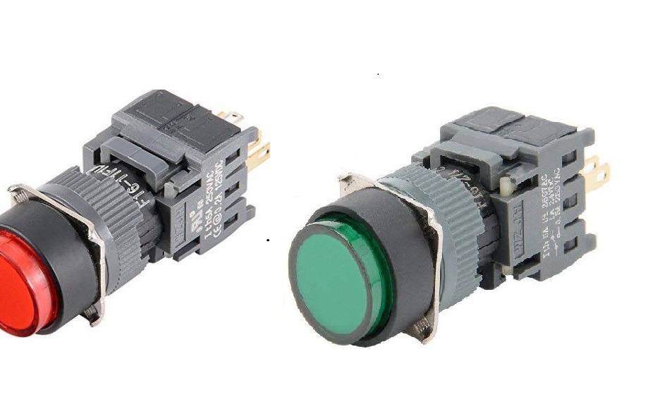 16MM按钮开关 自复无灯 圆形 JHF16 红 绿