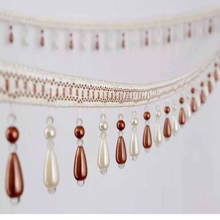 窗帘花边窗帘配件吊穗水晶珠子花边装饰花边珍珠水晶珠窗帘工艺