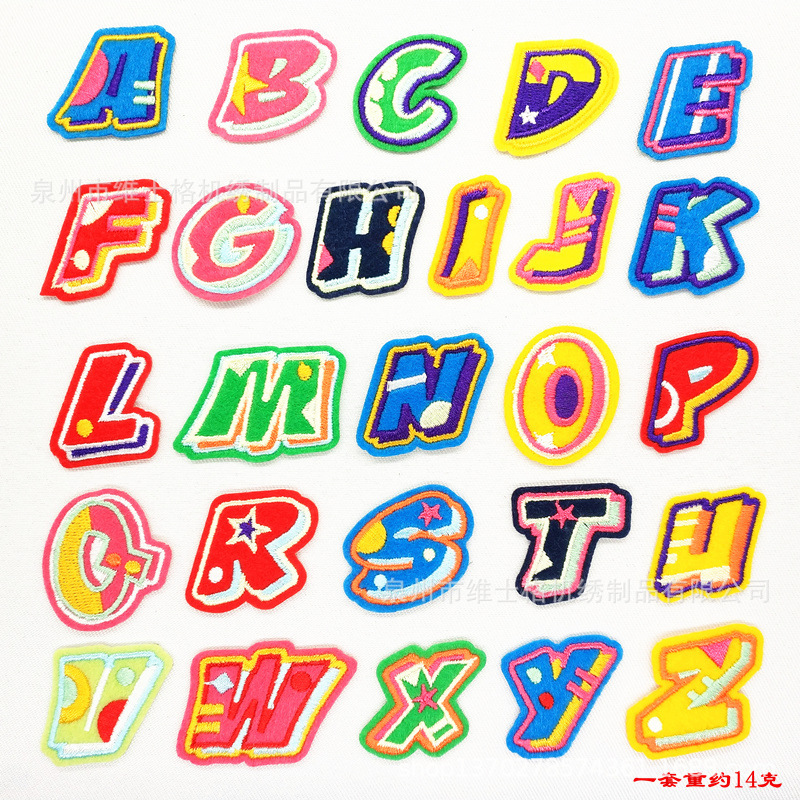 26 English letters cloth stickers cartoon cloth stickers clothes patch stickers color embroidery badge 0-9 digital seal cloth stickers