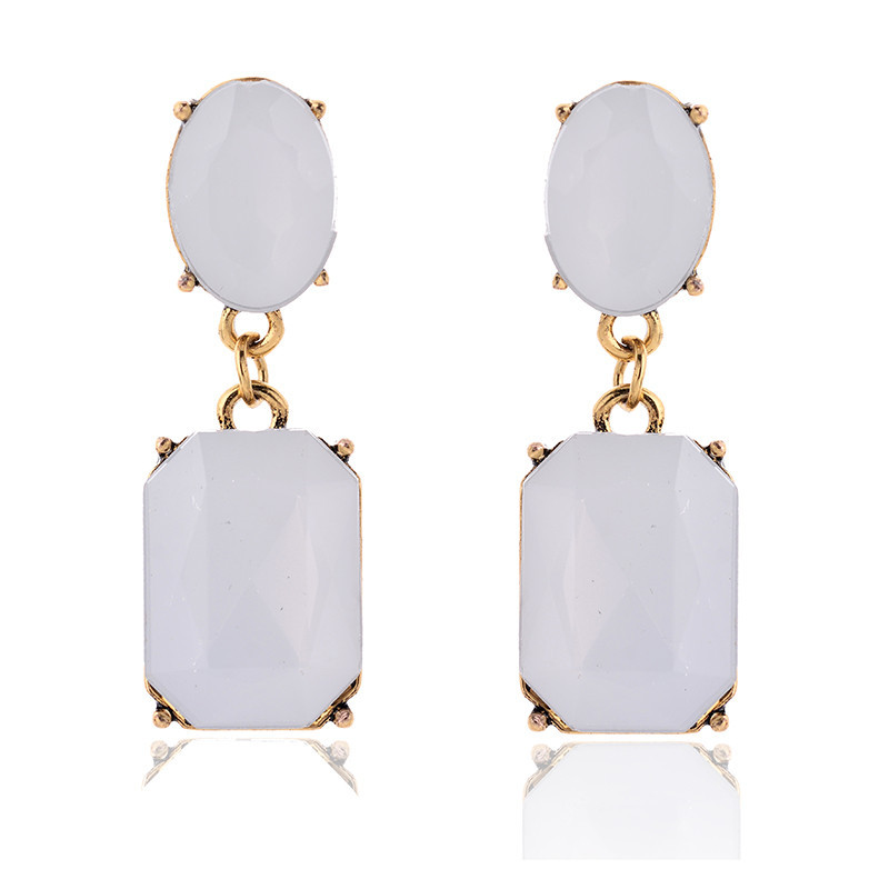Alloy Material Oval, Rectangle Pattern 1 Pair Glam Oval Rectangle Alloy Plating Resin Women's Drop Earrings