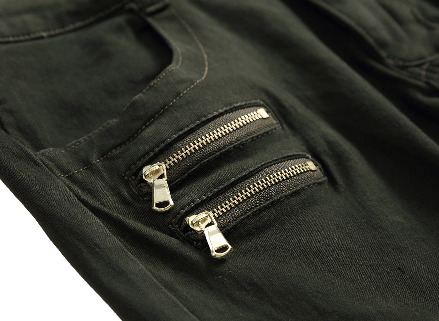 Vêtements pour hommes Pantalon de moto en denim décontracté noir pour hommes avec décoration à glissière Pantalon élastique pour hommes_voghion.com
