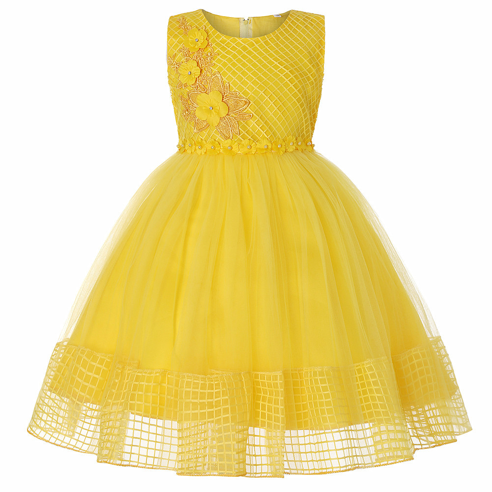 儿童婚纱礼服公主裙女童演出花边连衣裙girl dress跨境货源童裙