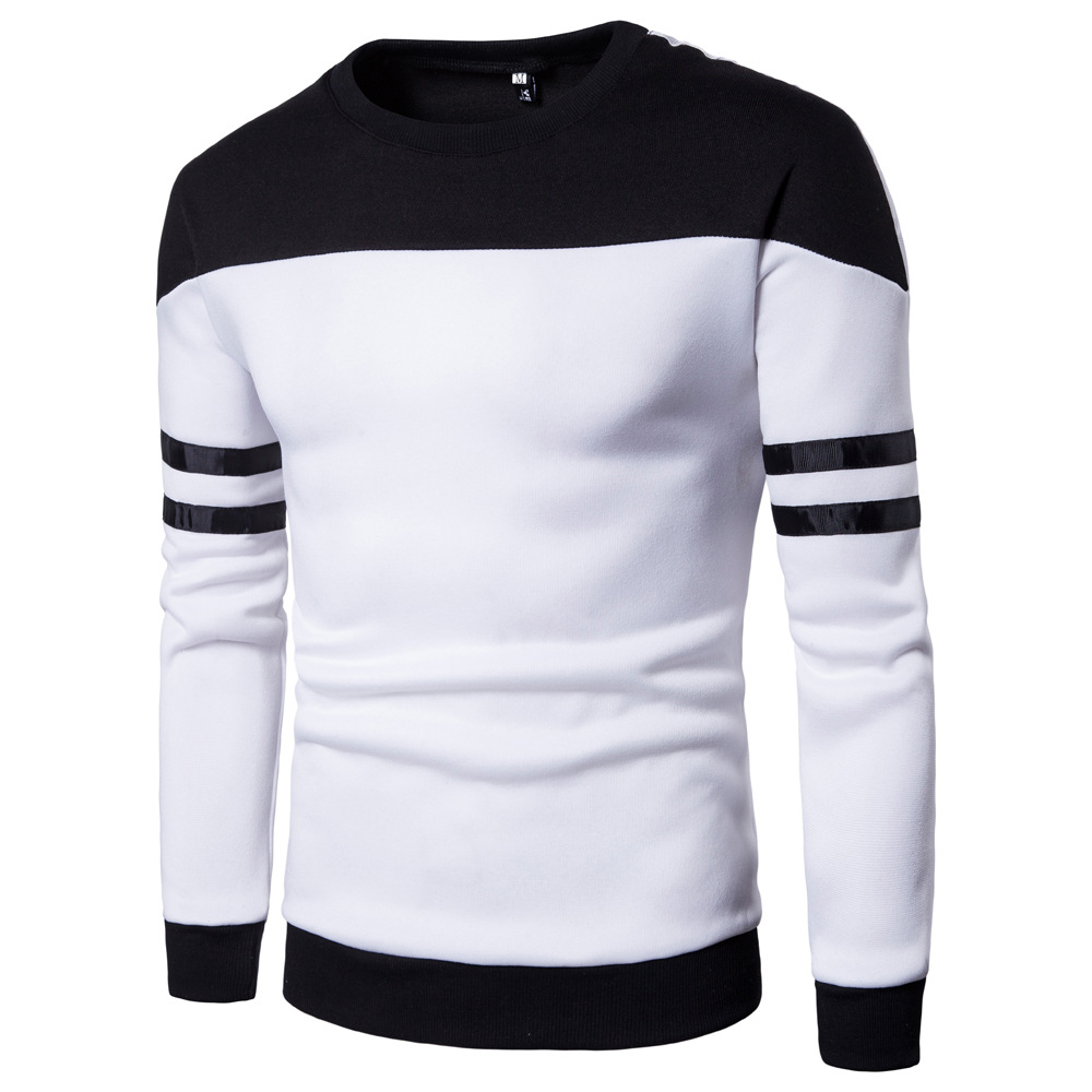 Sumitong men's European men's spring and autumn new men's color matching sweater men's Korean round neck men's Pullover