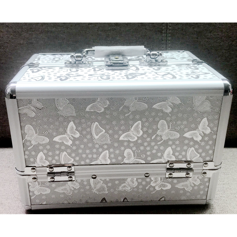 厂家定制铝合金化妆箱双开铝制收纳箱蝴蝶纹美容美发箱美甲箱批发