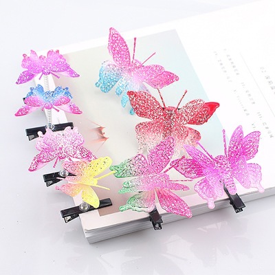 景区地摊热卖萌自拍照发夹头上长草蝴蝶新品女孩儿童弹簧发夹发饰|ru