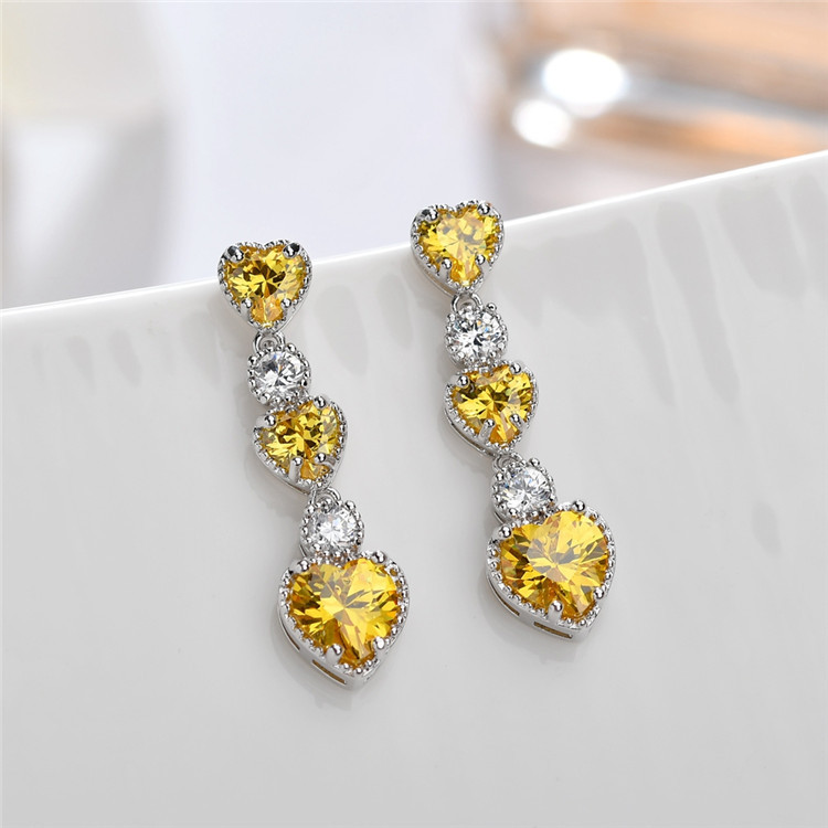 heart shape earrings copper inlaid zircon crystal Korean fashion earringspicture1