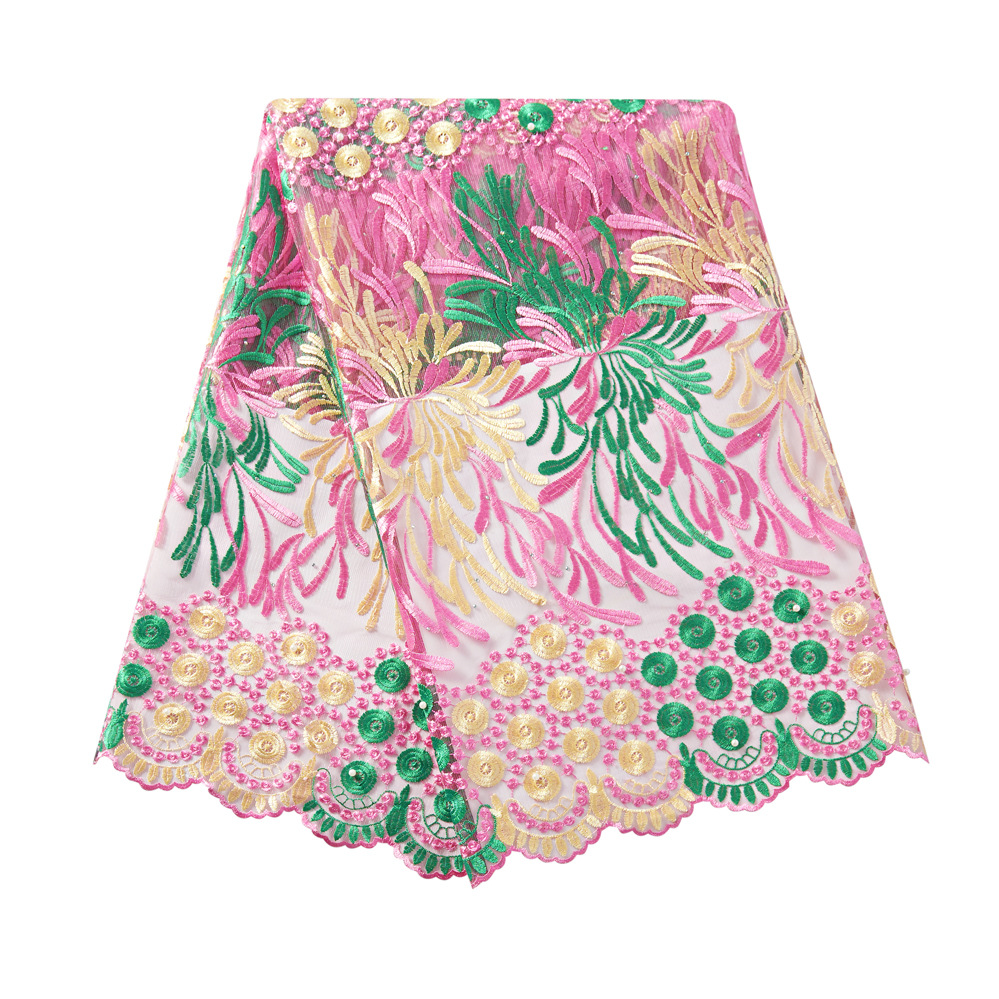 Manufactor Direct selling new pattern Mesh cloth Lace Fabric Embroidery Lace Selling Europe and America Africa Embroidery Fabric lace fa