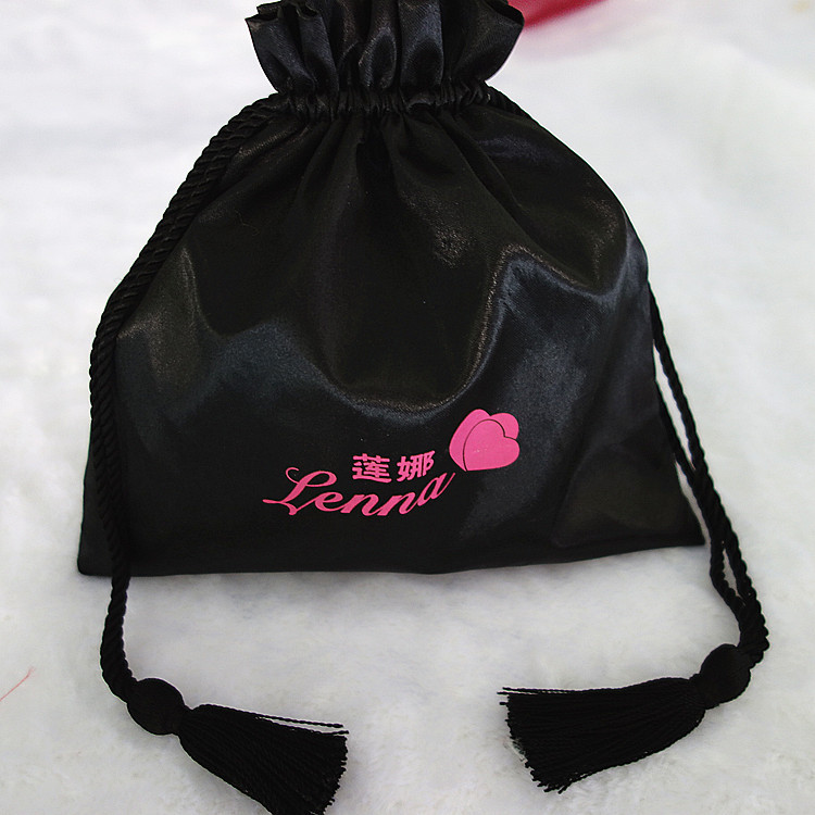 厂家直销高档美体塑身内衣色丁袋子黑色化妆品色丁袋补水仪丝绸袋