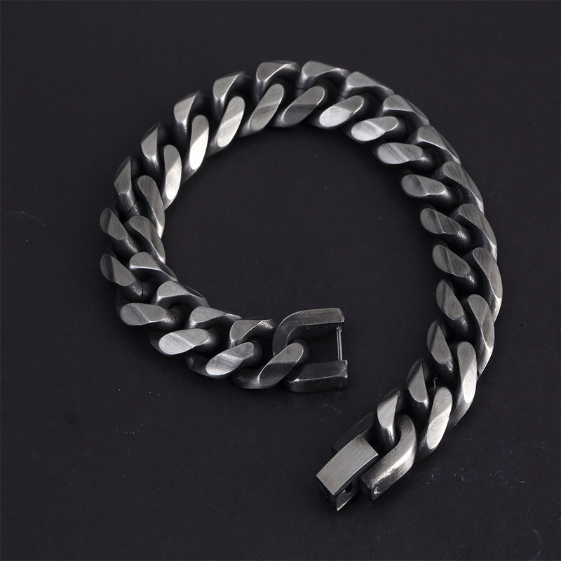 Retro Geometric Solid Color Titanium Steel Stoving Varnish Men's Bracelets display picture 3
