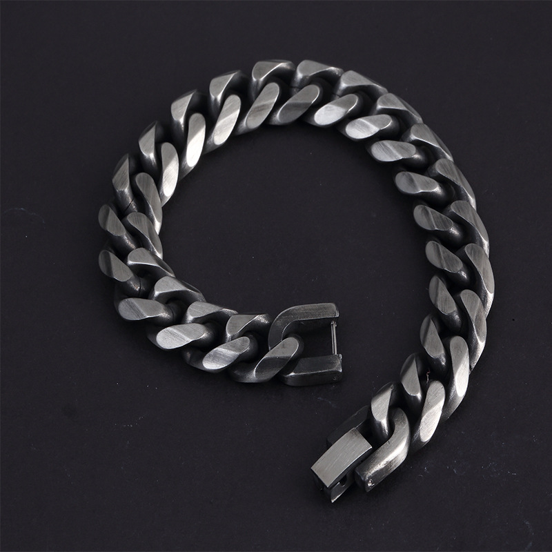 Carnival, Street Occasion Titanium Steel Material Retro Geometric Solid Color Titanium Steel Stoving Varnish Men's Bracelets Men Cuff & Bangle
