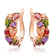 歐美熱賣蒙娜麗莎水晶鋯石耳扣時尚玫瑰金耳環鋯石耳飾品跨境貨源