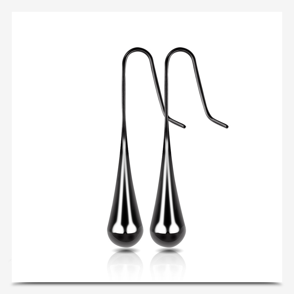 Street Occasion 1 Pair Elegant Water Droplets Titanium Steel Plating Drop Earrings