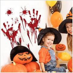 Kunshang New Halloween Blood Handprint Glass Window Living Room Classroom Decorative Wall Sticker Removable PVC31006