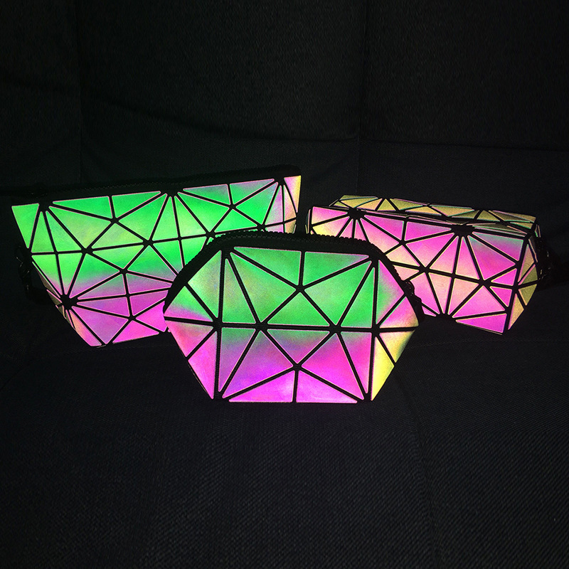 laser Noctilucent Cosmetic suit Symphony Korean Edition Geometry Quilted Handbag waterproof Wash and rinse Storage bag Explosive money