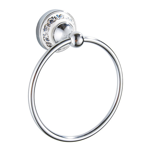 Shengruijia bathroom hardware pendant blue and white porcelain towel ring ceramic towel rack stainless steel towel ring cross-border