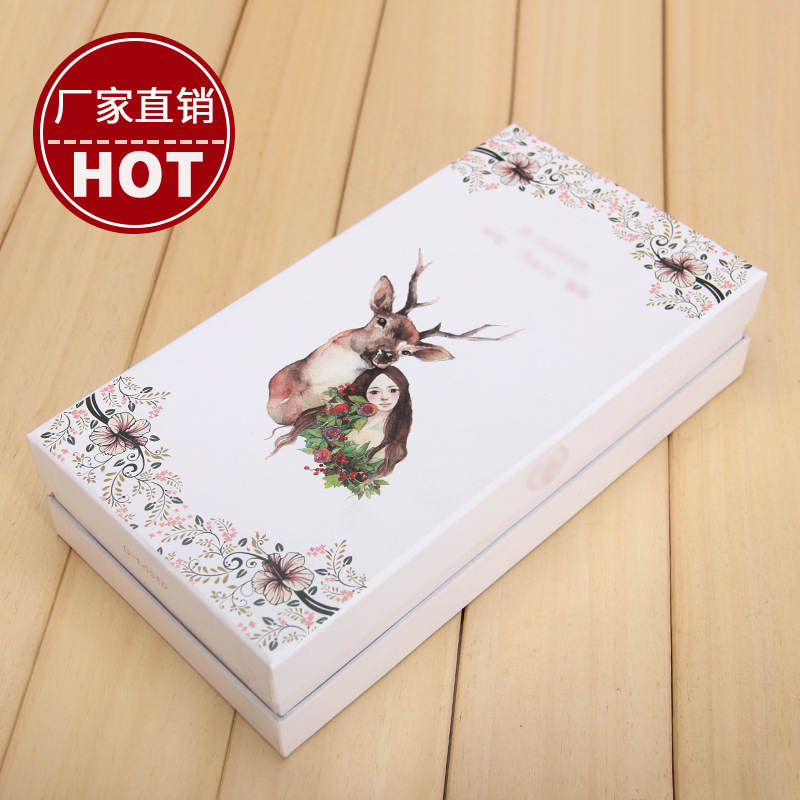 定制白色盖中盖礼品盒精美彩色印刷包装盒铜板纸裱灰板纸硬厚纸盒