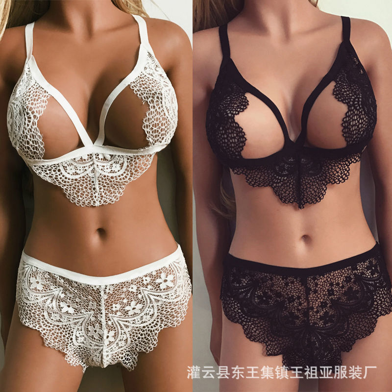 Sexy underwear Amazon, AliExpress foreign trade sexy Dew three-point underwear temptation split lace