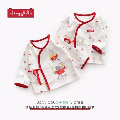 Newborn baby Underwear pure cotton jacket Frenum Monk clothes Half-back clothing baby Autumn coat Newborn spring clothes 2