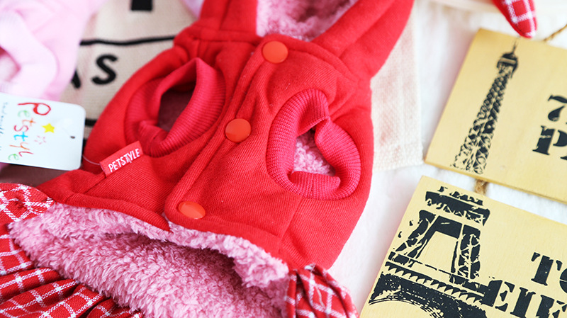 格子兔蝴蝶结绒衣