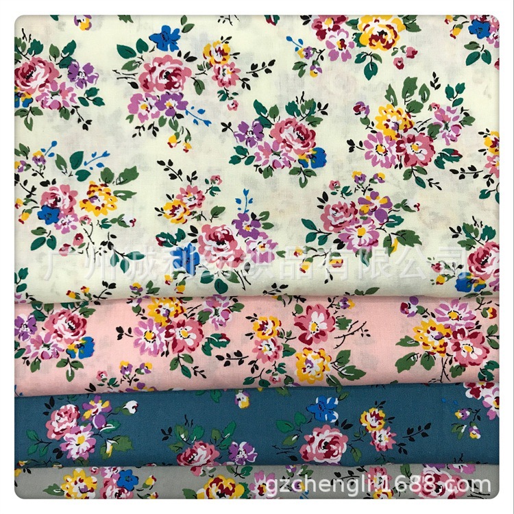 全棉府绸印花布小 菊碎花 女装连衣裙印花布 太阳花衬衫印花面料