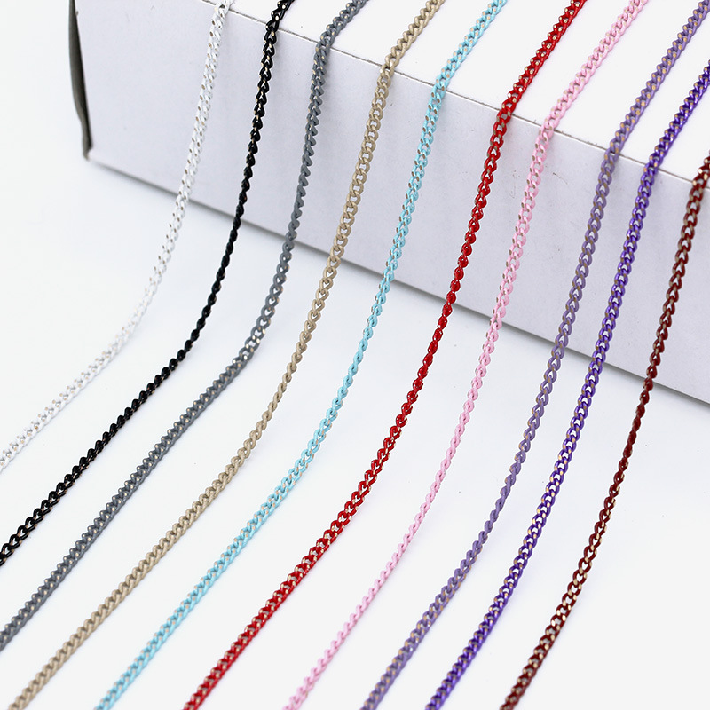 Japanese-style nail art ultra-fine color nail decoration chain Macaron color frosted flat chain metal chain Japanese-style nail art ultra-fine color nail decoration chain Macaron color frosted flat chain metal chain