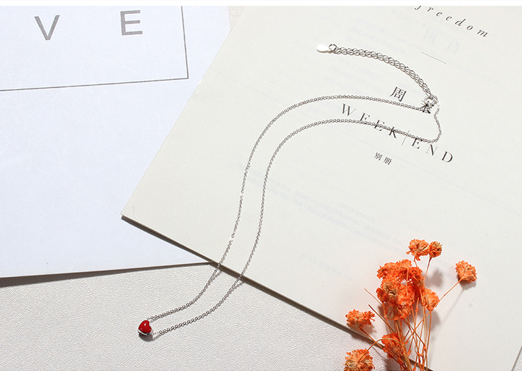 1 Piece Simple Style Heart Shape Alloy Copper Enamel Womenu0027S Necklace