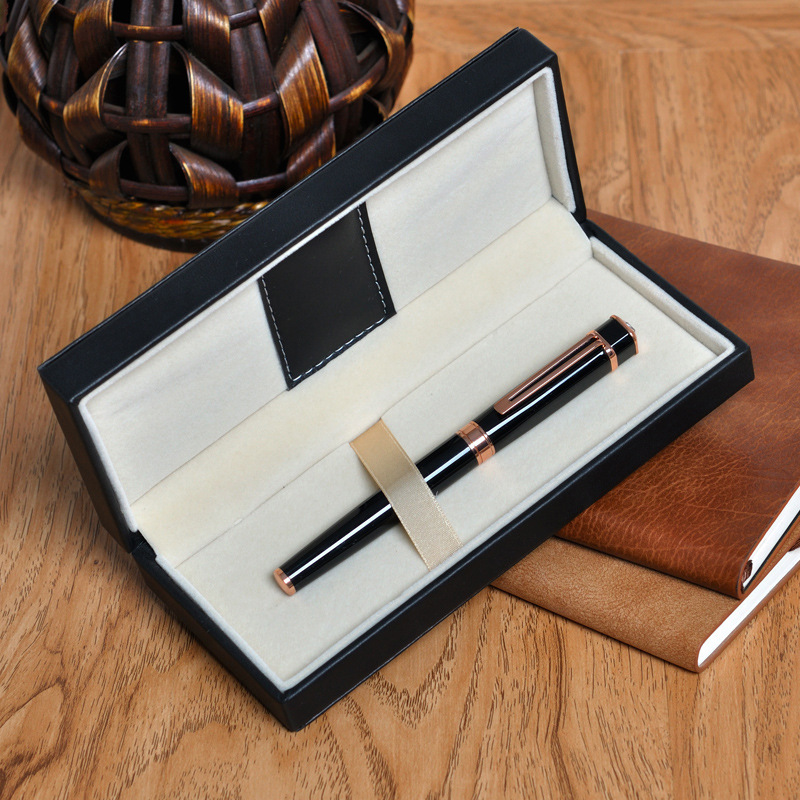 顺诺创意PU皮礼品笔盒钢笔签字笔中油笔商务办公文具盒logo定制