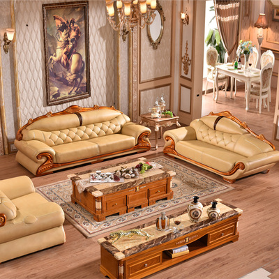 佛山代爾立家具 歐式真皮沙發 酒店大堂會所客廳高檔中厚牛皮沙發