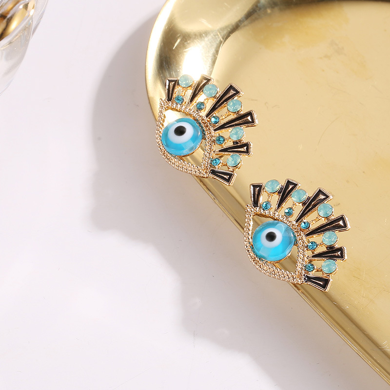 Eye Pattern Fashion Eye Plating Alloy Artificial Gemstones Stud Earrings